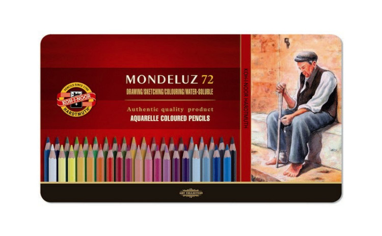 Набор высококачественных акварельных цветных карандашей "Mondeluz" 72 цвета, в жестяной упаковке