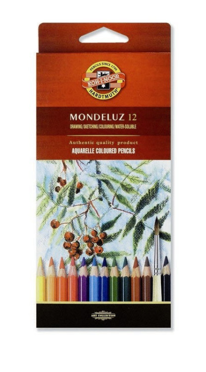 Набор высококачественных акварельных цветных карандашей Mondeluz, 12 цветов в картонной коробке