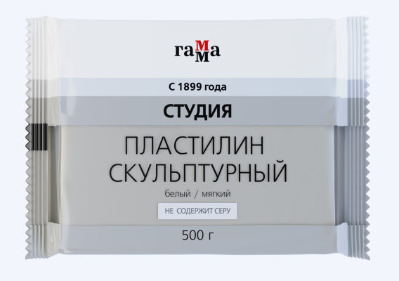 Пластилин скульптурный Гамма "Студия" белый, мягкий, 500г