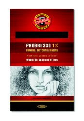 Чернографитный карандаш в лаке "Progresso", L=153мм, твёрдость 4B