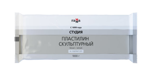 Пластилин скульптурный Гамма "Студия" белый, мягкий, 1 кг