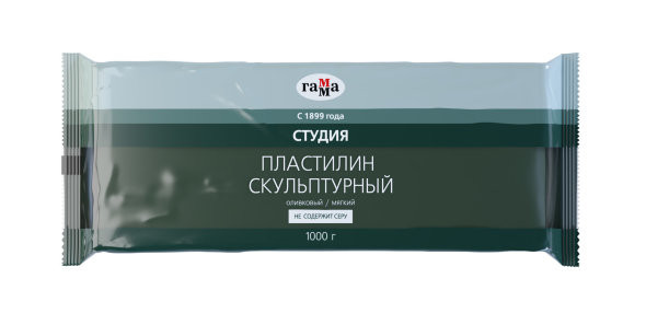 Пластилин скульптурный Гамма "Студия" оливковый, мягкий, 1 кг