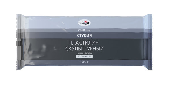 Пластилин скульптурный Гамма "Студия" серый, твердый, 1 кг