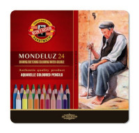 Набор высококачественных акварельных цветных карандашей Mondeluz, 24 цвета, в жестяной  упаковке