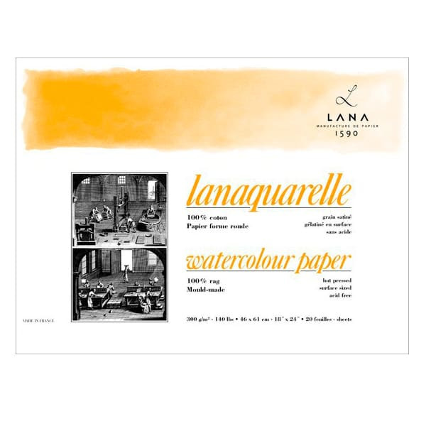 LANA Альбом-склейка для акварели "Lanaquarelle", 300 г/м2, 23х31 см, 20 л, хлопок 100%