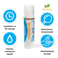 Клей-карандаш Crown "Crystal", 15г