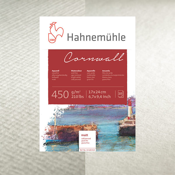 Hahnemuhle Альбом-склейка для акварели "Cornwall" , 450 г/м2, 24х32 см, 10 л, целлюлоза 100%, среднее зерно